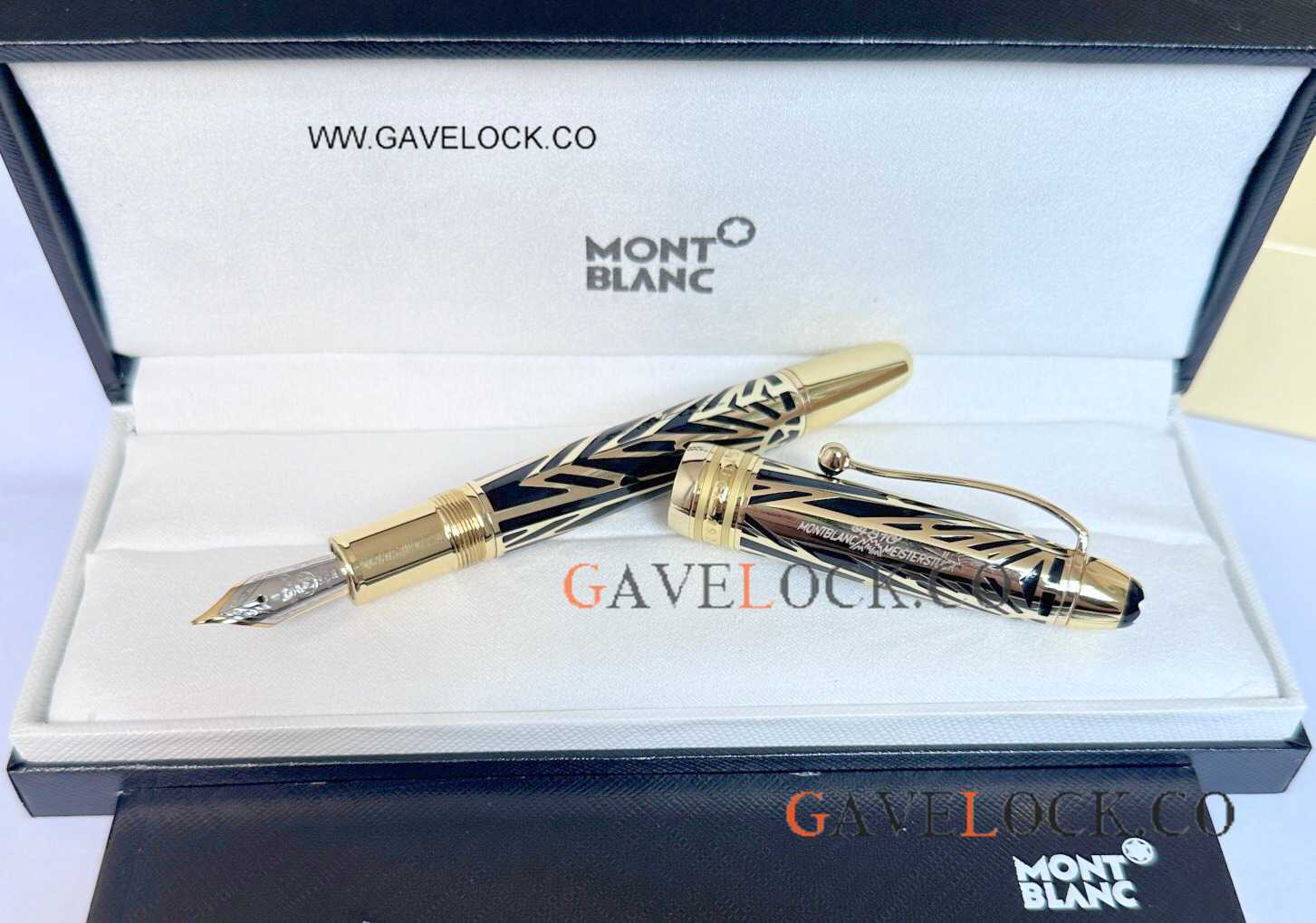 2024! Copy Mont blanc Solitaire LeGrand 100 Anniversary Gold Fountain Pen